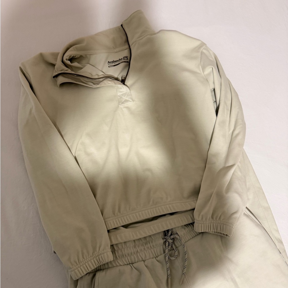 Avalanche Beige Zip Pullover and Joggers Set